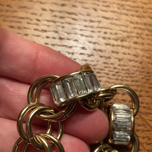 Gold tone circle linked with baggett stone accents - Picture 2 of 4